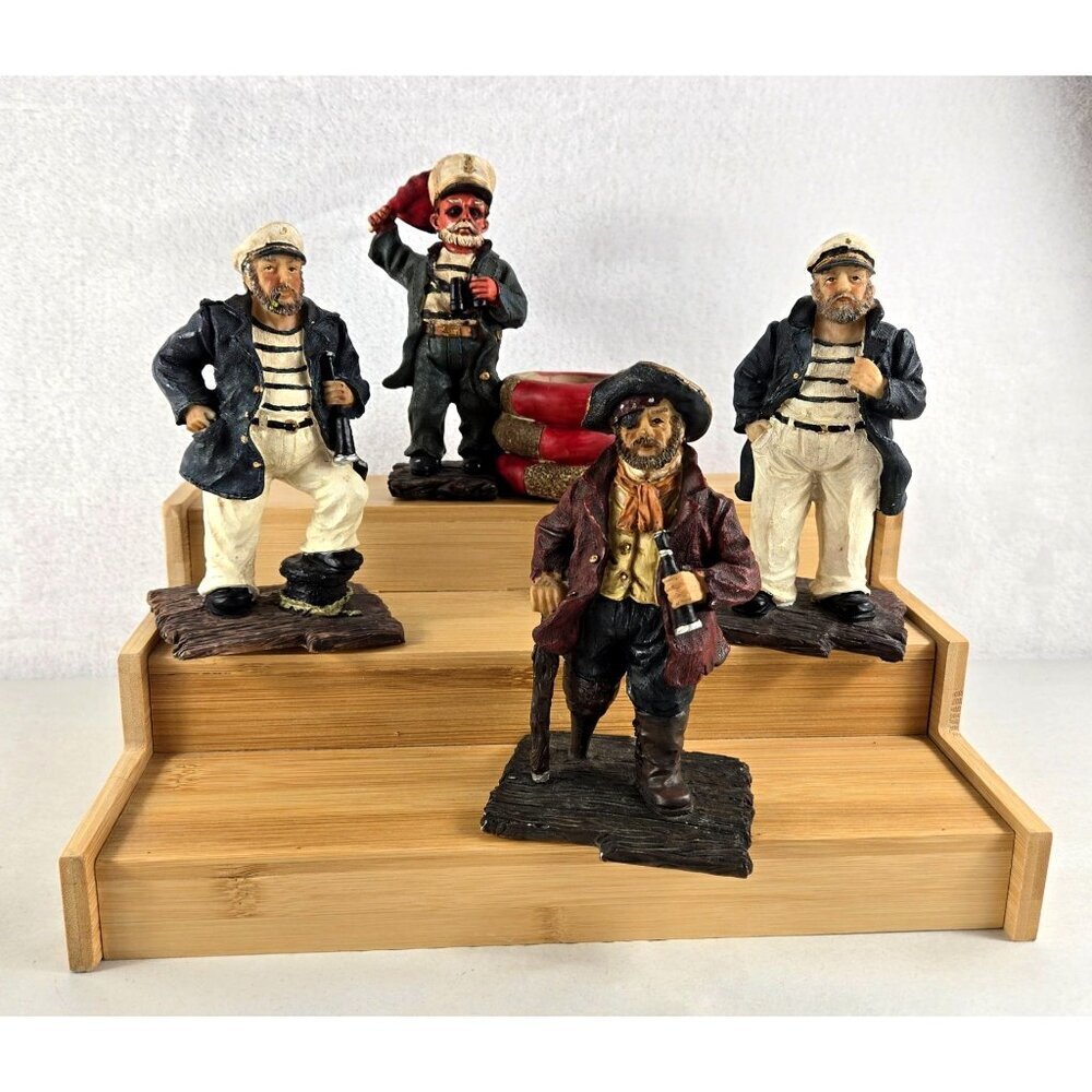K's Collection Nautical Series Vtg Set of 4 Seamen Avg 6"x3.5" Resin Hand Painte